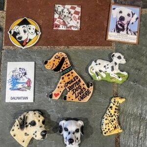9 Vintage 80s-90s Dog Dalmatian Refrigerator Magnets.